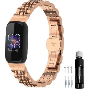 Metal Watch Band Stainless Steel Compatible with Fitbit inspire 3 Smartwatch Wristband Replacement Strap for Women Men