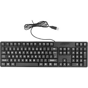 Large Print Keyboard, Pc Keyboardlarge Print Keyboard Wired Backlit Keyboard,Wired for Elderly 104 Keys Large Character Plug and Play USB Keyboard ABS Wired Keyboard for Laptop