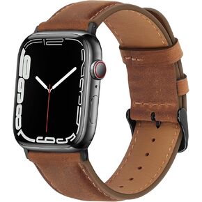 HITZEE Leather Bands Compatible with Apple Watch Band 42mm 41mm 40mm 38mm for Women Men, Genuine Leather Strap Compatible with Apple Watch SE2 SE Series 10 9 8 7 6 5 4 3 2 1, Brown