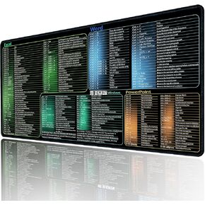 secret corner excel&Word&Windows&powerpoint Cheat Sheet Mousepad,Extra Large Office Desk Accessories Desk mat,Office Keyboard Shortcuts Mouse pad, Non-Slip for Computer Gaming Mouse pad