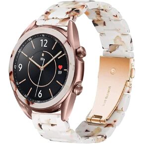 Compatible with Samsung Galaxy Watch Watch 3 (41mm) Band + Bezel Women Men 20mm Resin Wristband Strap Bracelet