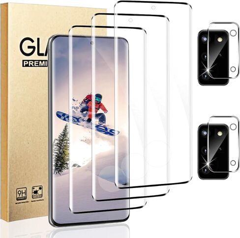 3+2 حزمة Galaxy S20 Plus واقي الشاشة وحامي عدسة الكاميرا ، صلابة 9 ساعات ، تسهيل التثبيت ، تغطية عالية اللمس ، تغطية كاملة ثلاثية الأبعاد ، ودعم بصمات الأصابع ، ل Samsung Galaxy S20 Plus 6.7 بوصة in Saudi Arabia