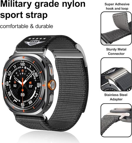 فرقة نايلون الوعرة متوافقة مع Galaxy Watch Ultra Bands 47 مم ، لا توجد فرق رياضية GAP للرجال متوافقة مع Samsung Watch Ultra Band (2024) ، USA Flag in Kuwait