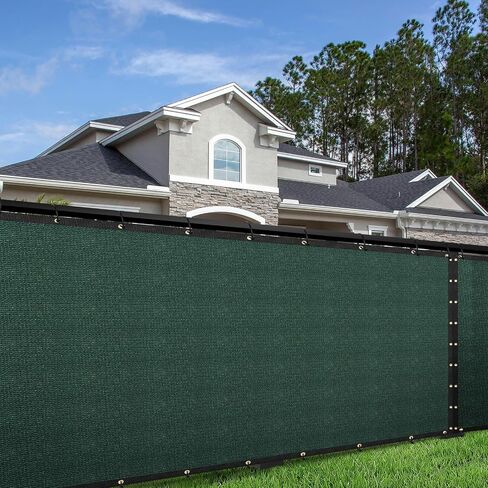 SUNNY MOOD 8' x 50' Green Stdanard Size Fence Privacy Screen Windscreen 160 GSM Commercial Grade Mash Material UV Block - Custom Size Accepted in Saudi Arabia