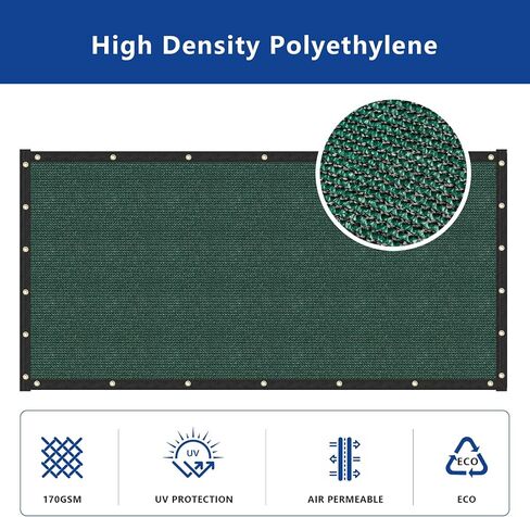 SUNNY MOOD 8' x 50' Green Stdanard Size Fence Privacy Screen Windscreen 160 GSM Commercial Grade Mash Material UV Block - Custom Size Accepted in Saudi Arabia