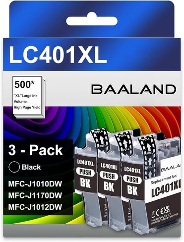 LC401XL Black MFC-J1010DW Ink Cartridges Replace for Brother Printer LC401 Ink LC401XLBK (2.5 x LC401BK Standard Page Yield) High Yield 3-Pack for Brother MFC-J1010DW MFC-J1012DW MFC-J1170DW in Kuwait
