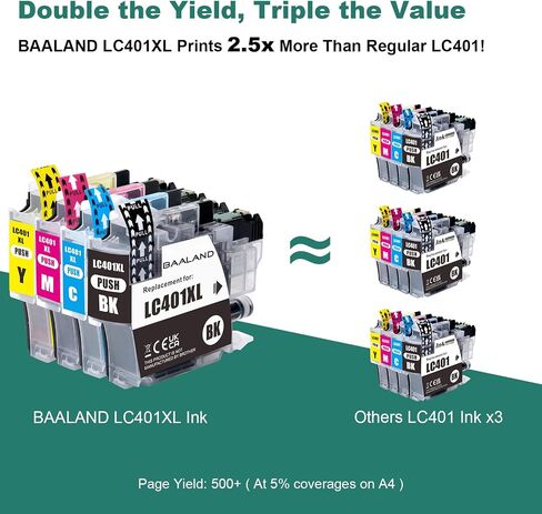 LC401XL Black MFC-J1010DW Ink Cartridges Replace for Brother Printer LC401 Ink LC401XLBK (2.5 x LC401BK Standard Page Yield) High Yield 3-Pack for Brother MFC-J1010DW MFC-J1012DW MFC-J1170DW in Kuwait