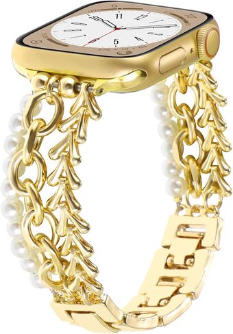 يونورث لؤلؤة بيرل فرقة مطرزة متوافقة مع Apple Watch 38/40/41mm 42/44/45/49mm النساء ، معصم المجوهرات الأنيق الأنيق حزام لطيف الحب لسلسلة IWatch Series 9 8 7 6 5 4 3 2 1 in Kuwait