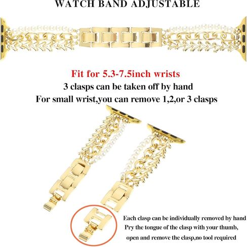 يونورث لؤلؤة بيرل فرقة مطرزة متوافقة مع Apple Watch 38/40/41mm 42/44/45/49mm النساء ، معصم المجوهرات الأنيق الأنيق حزام لطيف الحب لسلسلة IWatch Series 9 8 7 6 5 4 3 2 1 in Kuwait