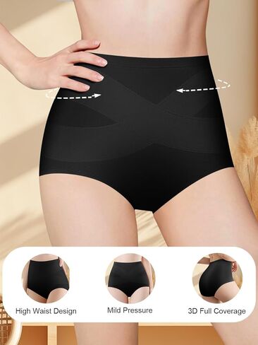 Women's High Waisted Underwear Tummy Control Cotton Panties Full Coverage Postpartum Briefs 4 Pack in Saudi Arabia