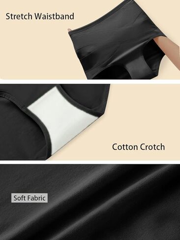 Women's High Waisted Underwear Tummy Control Cotton Panties Full Coverage Postpartum Briefs 4 Pack in Saudi Arabia