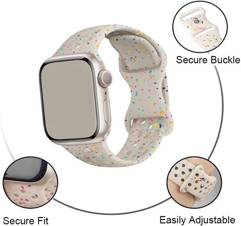 Silicone Watchband Compatible with Apple Watch Band 49mm 45mm 44mm 42mm 41mm 40mm 38mm, Breathable Sport Wristband Soft Watch Strap for iWatch Series 9, Ultra 2, Ultra 8 7 6 5 4 3 2 1 SE for Women Man in Saudi Arabia