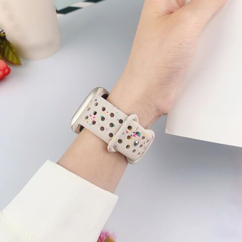 Silicone Watchband Compatible with Apple Watch Band 49mm 45mm 44mm 42mm 41mm 40mm 38mm, Breathable Sport Wristband Soft Watch Strap for iWatch Series 9, Ultra 2, Ultra 8 7 6 5 4 3 2 1 SE for Women Man in Saudi Arabia