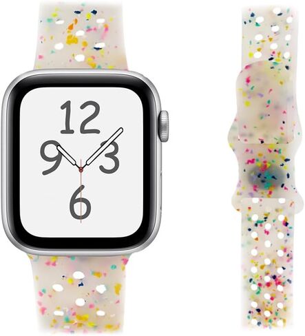 Silicone Watchband Compatible with Apple Watch Band 49mm 45mm 44mm 42mm 41mm 40mm 38mm, Breathable Sport Wristband Soft Watch Strap for iWatch Series 9, Ultra 2, Ultra 8 7 6 5 4 3 2 1 SE for Women Man in Saudi Arabia