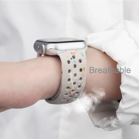 Silicone Watchband Compatible with Apple Watch Band 49mm 45mm 44mm 42mm 41mm 40mm 38mm, Breathable Sport Wristband Soft Watch Strap for iWatch Series 9, Ultra 2, Ultra 8 7 6 5 4 3 2 1 SE for Women Man in Saudi Arabia
