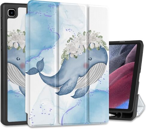 Case for Samsung Galaxy Tab A7 Lite 8.7 inch 2021 Released SM-T220/T225/T227, Shockproof Tablet Case with Tri-Fold Stand & S Pen Holder & Soft TPU Bumper, Flower Whale in Saudi Arabia