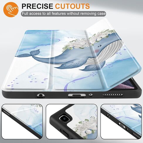 Case for Samsung Galaxy Tab A7 Lite 8.7 inch 2021 Released SM-T220/T225/T227, Shockproof Tablet Case with Tri-Fold Stand & S Pen Holder & Soft TPU Bumper, Flower Whale in Saudi Arabia