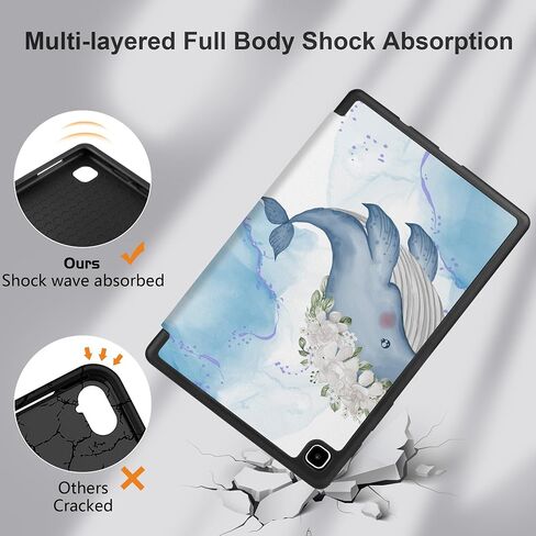 Case for Samsung Galaxy Tab A7 Lite 8.7 inch 2021 Released SM-T220/T225/T227, Shockproof Tablet Case with Tri-Fold Stand & S Pen Holder & Soft TPU Bumper, Flower Whale in Saudi Arabia