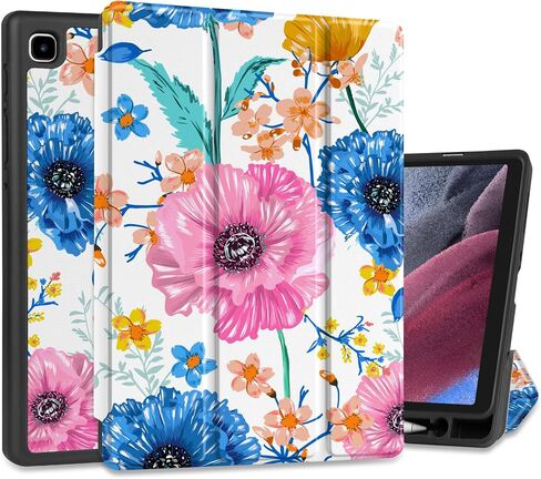 Case for Samsung Galaxy Tab A7 Lite 8.7 inch 2021 Released SM-T220/T225/T227, Shockproof Tablet Case with Tri-Fold Stand & S Pen Holder & Soft TPU Bumper, Flower Whale in Saudi Arabia