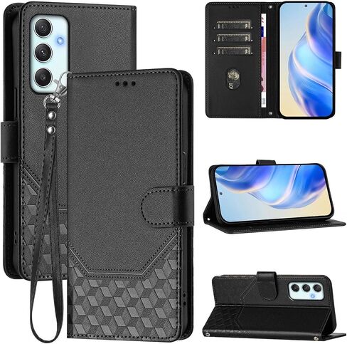 for Galaxy A35 5G Phone Case Wallet, RFID Blocking Card Holder Slots,Leather Stand for Samsung A35 5G, Wrist Strap, Magnetic Protective Flip Cover Phone Case Women Men for Galaxy A35 5G -Black in Saudi Arabia