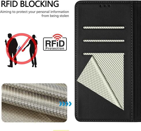 for Galaxy A35 5G Phone Case Wallet, RFID Blocking Card Holder Slots,Leather Stand for Samsung A35 5G, Wrist Strap, Magnetic Protective Flip Cover Phone Case Women Men for Galaxy A35 5G -Black in Saudi Arabia
