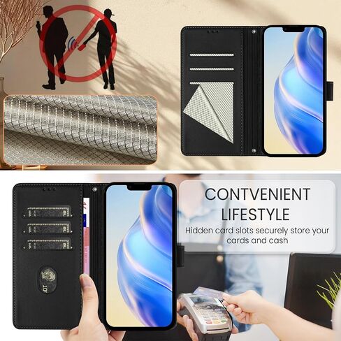 for Galaxy A35 5G Phone Case Wallet, RFID Blocking Card Holder Slots,Leather Stand for Samsung A35 5G, Wrist Strap, Magnetic Protective Flip Cover Phone Case Women Men for Galaxy A35 5G -Black in Saudi Arabia