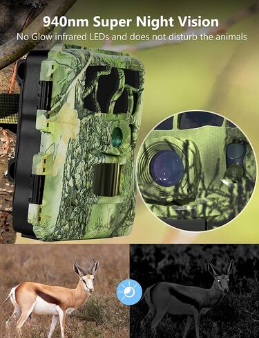 كاميرا Kinghat Trail 20MP 1080p ، كاميرات لعبة الصيد مع حركة الرؤية الليلية المنشطة ، IP66 CAM مقاوم للماء ، 2.0 '' LCD و 0.2S وقت الزناد لمراقبة الحياة البرية (بطاقة SD Micro Micro 32GB)) in Saudi Arabia