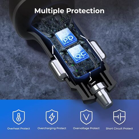 شاحن هاتف السيارة 2 في 1 [PD 36W و QC 15W] 51W USB C محول شاحن السيارات الشحن السريع ، هدية للنساء ، متوافقة مع Samsung Galaxy S24/S23/S22/S21 in Kuwait