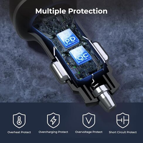 شاحن هاتف السيارة 2 في 1 [PD 36W و QC 15W] 51W USB C محول شاحن السيارات الشحن السريع ، هدية للنساء ، متوافقة مع Samsung Galaxy S24/S23/S22/S21 in Kuwait