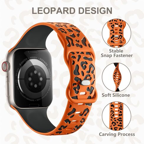 3 Pack Leopard Engraved Bands Compatible with Apple Watch in 38MM 40MM 41MM 42MM 44MM 45MM 49MM for Women Men, Soft Waterproof And Oodorless Silicone Bands for iWatch Bands Series 9-1 Ultra SE in Saudi Arabia
