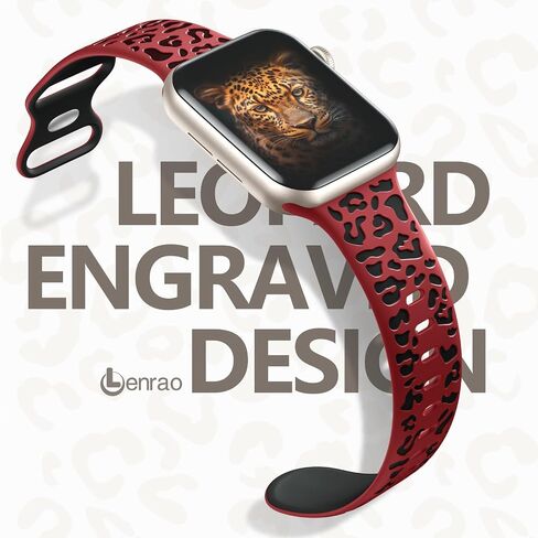 3 Pack Leopard Engraved Bands Compatible with Apple Watch in 38MM 40MM 41MM 42MM 44MM 45MM 49MM for Women Men, Soft Waterproof And Oodorless Silicone Bands for iWatch Bands Series 9-1 Ultra SE in Saudi Arabia
