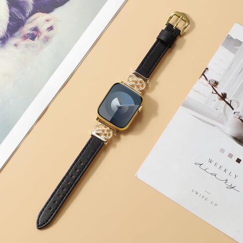 Wonfaith Leather Band متوافق مع Apple Watch Band 38mm 40mm 41mm 42mm 44mm 45mm 46mm 49mm ، حزام النساء النحيف الأنيق مع مشبك معدني على شكل عقدة لـ iWatch Ultra Se Series 10 9 8 7 5 4 3 2 1 in Saudi Arabia