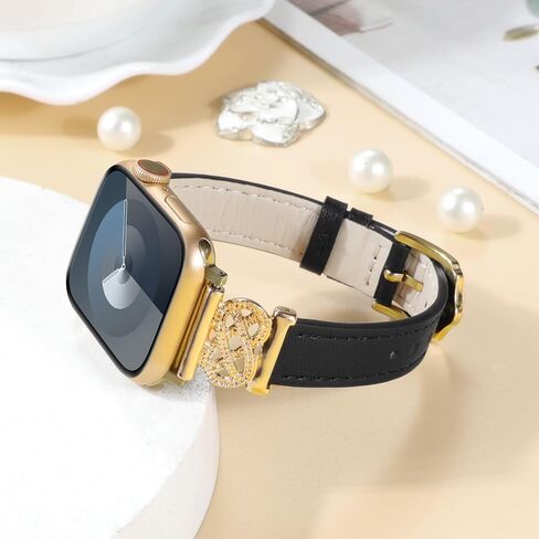 Wonfaith Leather Band متوافق مع Apple Watch Band 38mm 40mm 41mm 42mm 44mm 45mm 46mm 49mm ، حزام النساء النحيف الأنيق مع مشبك معدني على شكل عقدة لـ iWatch Ultra Se Series 10 9 8 7 5 4 3 2 1 in Saudi Arabia