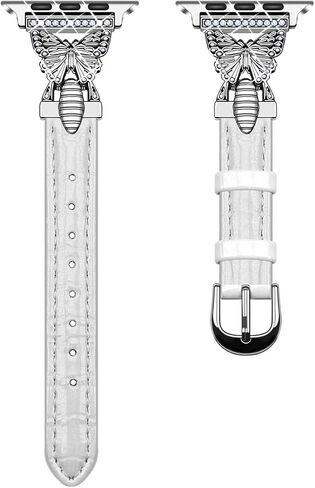 Juntan Slim Leather Watch Band Butterfly Women Compatible for Apple Watch Bands 40mm 38mm 41mm 42mm 44mm 45mm 49mm, Alligator Leather Watch Strap for iWatch Series 10 9 8 7 6 5 4 3 2 1 SE Ultra 2 in Saudi Arabia