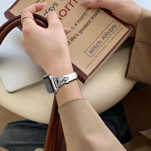 Juntan Slim Leather Watch Band Butterfly Women Compatible for Apple Watch Bands 40mm 38mm 41mm 42mm 44mm 45mm 49mm, Alligator Leather Watch Strap for iWatch Series 10 9 8 7 6 5 4 3 2 1 SE Ultra 2 in Saudi Arabia