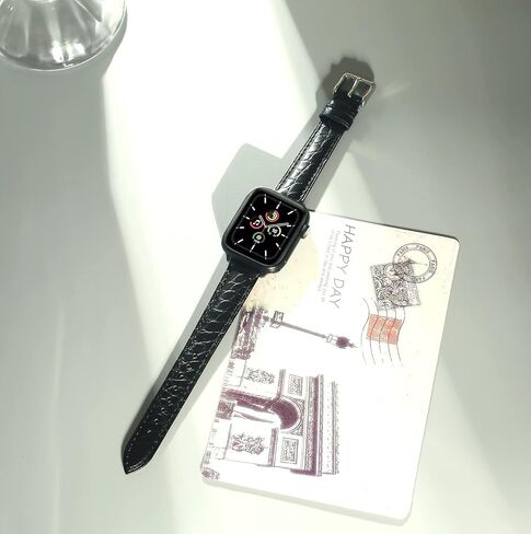 Moran Alligator Leather Bands Compatible with Apple Watch Band 49mm 45mm 44mm 42mm 41mm 40mm 38mm Replacement Genuine Crocodile Skin strap for iWatch Ultra Series 8 7 6 5 4 3 2 1 SE in Kuwait