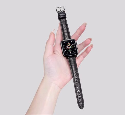 Moran Alligator Leather Bands Compatible with Apple Watch Band 49mm 45mm 44mm 42mm 41mm 40mm 38mm Replacement Genuine Crocodile Skin strap for iWatch Ultra Series 8 7 6 5 4 3 2 1 SE in Kuwait