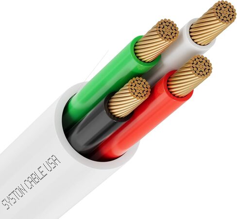 14/4 Stranded Audio Loud Speaker Cable Wire UL/ETL CL3R CMR FT4 14 AWG 4 Oxygen Free Pure Bare Copper OFC Conductors Indoor in-Wall Outdoor UV Resistant RoHS White 20 ft in Saudi Arabia