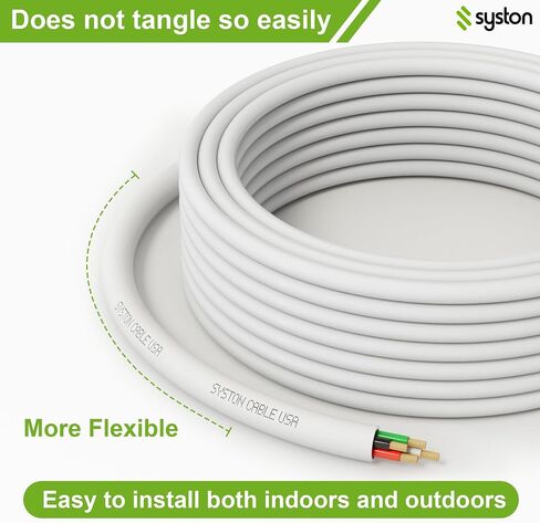 14/4 Stranded Audio Loud Speaker Cable Wire UL/ETL CL3R CMR FT4 14 AWG 4 Oxygen Free Pure Bare Copper OFC Conductors Indoor in-Wall Outdoor UV Resistant RoHS White 20 ft in Saudi Arabia