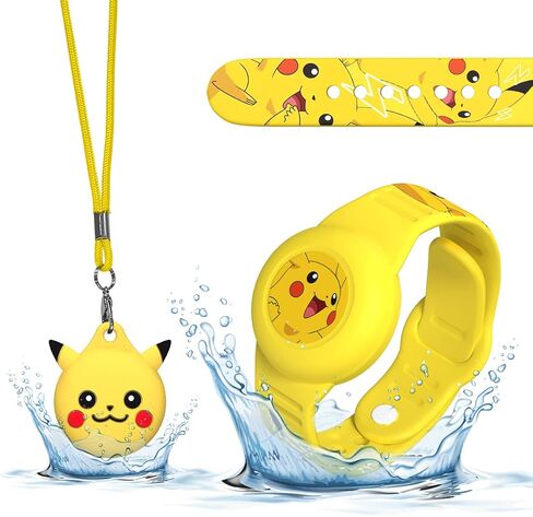 [2-Pack] for AirTag Cute Holder, Cute Necklace Holoder and Bracelet Holoder Soft Silicone Accessories Compatible with Airtag 2021, Cartoon Cute Waterproof Accessories with Key Ring (Yellow) in Saudi Arabia