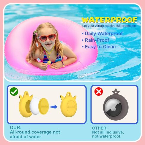 [2-Pack] for AirTag Cute Holder, Cute Necklace Holoder and Bracelet Holoder Soft Silicone Accessories Compatible with Airtag 2021, Cartoon Cute Waterproof Accessories with Key Ring (Yellow) in Saudi Arabia