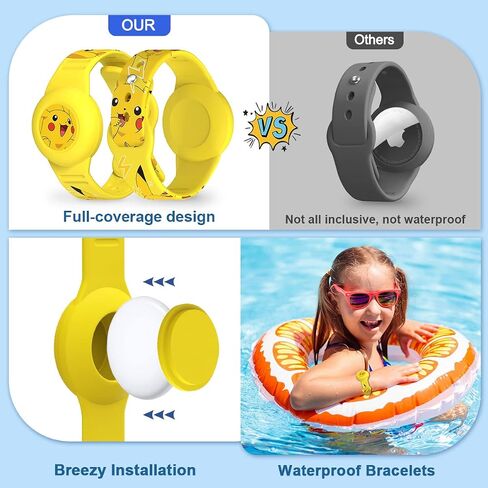 [2-Pack] for AirTag Cute Holder, Cute Necklace Holoder and Bracelet Holoder Soft Silicone Accessories Compatible with Airtag 2021, Cartoon Cute Waterproof Accessories with Key Ring (Yellow) in Saudi Arabia
