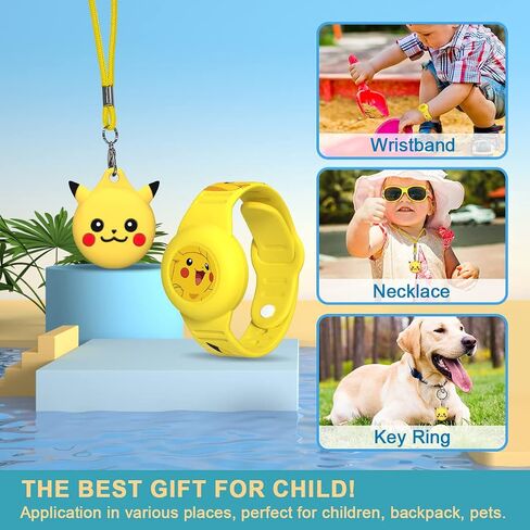 [2-Pack] for AirTag Cute Holder, Cute Necklace Holoder and Bracelet Holoder Soft Silicone Accessories Compatible with Airtag 2021, Cartoon Cute Waterproof Accessories with Key Ring (Yellow) in Saudi Arabia
