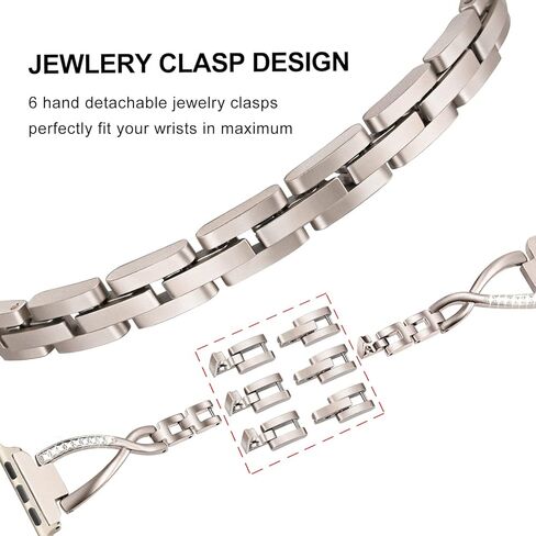 Trumirr Band for Apple Watch Series 10 42mm 46mm / 9 8 7 41mm 45mm النساء ، الفولاذ المقاوم للصدأ ، حزام المجوهرات المؤنث من الفولاذ المقاوم للصدأ و Watchender Funder For Iwatch Apple Watch Series 6 5 4 44 ملم in Kuwait