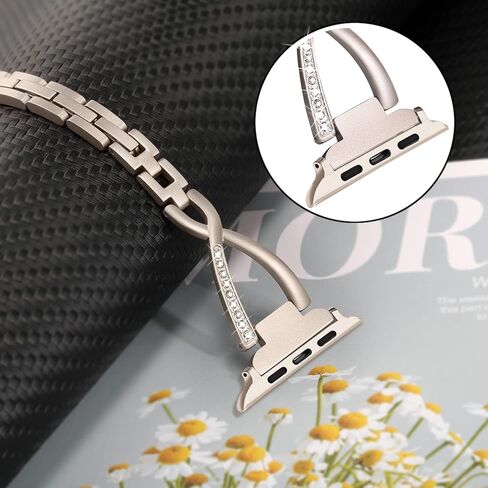 Trumirr Band for Apple Watch Series 10 42mm 46mm / 9 8 7 41mm 45mm النساء ، الفولاذ المقاوم للصدأ ، حزام المجوهرات المؤنث من الفولاذ المقاوم للصدأ و Watchender Funder For Iwatch Apple Watch Series 6 5 4 44 ملم in Kuwait