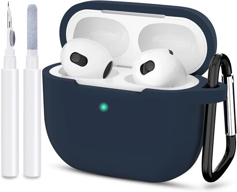 حافظة ATUAT AirPods 3، غطاء سيليكون واقي لجهاز AirPods الجيل الثالث 2021، شحن لاسلكي - أزرق داكن in Saudi Arabia