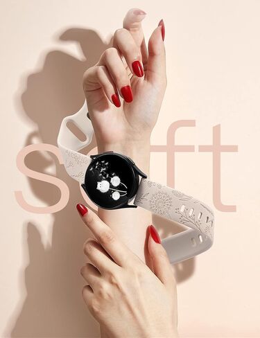 W-RARA 3 Pack Floral Engraved Band Compatible with Samsung Galaxy Watch 6/5/4/Active 2 40mm 44mm/Watch 5 Pro 45mm/Watch 6 Classic/Watch 3 41mm Women, 20mm Cute Soft Silicone Flower Pattern Sport Strap in Saudi Arabia