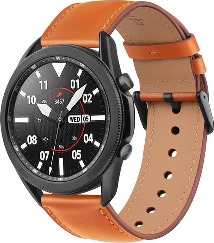 نطاقات Vancle لـ Samsung Galaxy Watch 3 45 ملم ، متوافقة مع Samsung Watch 3 فرق 45 مم ، عرض 22 مم أحزمة جلدية سريعة الحجم للجنسين in Kuwait