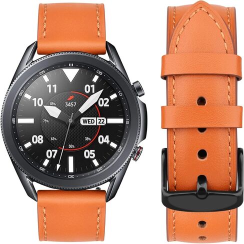 نطاقات Vancle لـ Samsung Galaxy Watch 3 45 ملم ، متوافقة مع Samsung Watch 3 فرق 45 مم ، عرض 22 مم أحزمة جلدية سريعة الحجم للجنسين in Kuwait