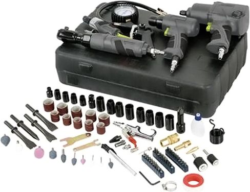 Master Mechanic 100 قطعة أدوات الهواء مع وجع تأثير ، مطحنة مستقيمة ، وروح السقاطة للأدوات وتحسين المنزل ، الأسود in Saudi Arabia